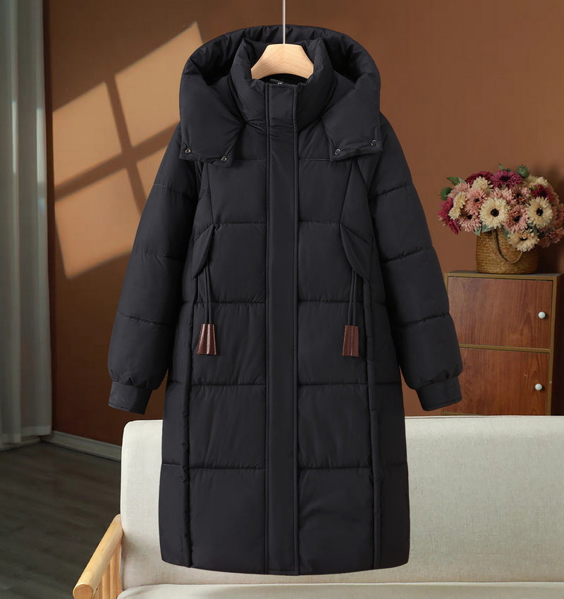 Long Padded Hooded Coat High Stand Collar Winter