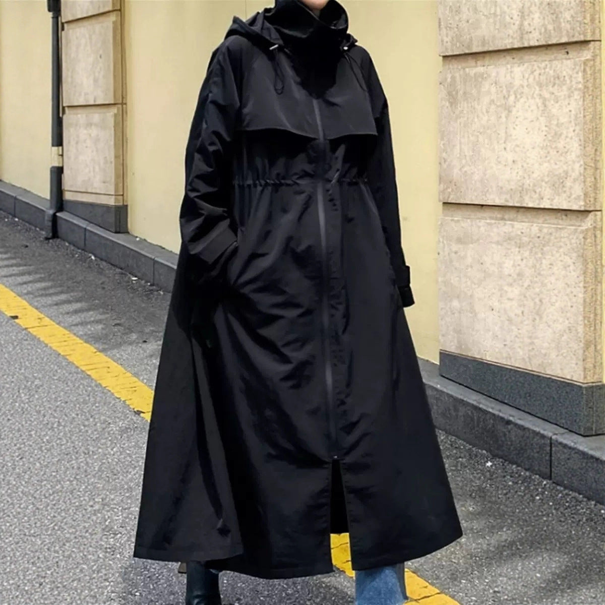 Oversized Maxi Coat Hooded Cape Yoke Relaxed Silhouette