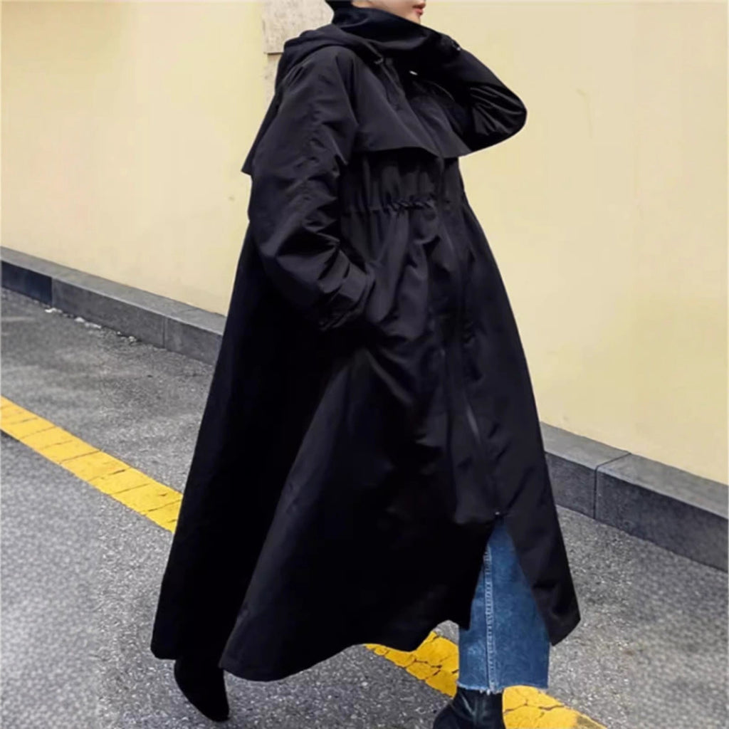 Water Repellent Oversized Rain Coat Hooded A Line Cut