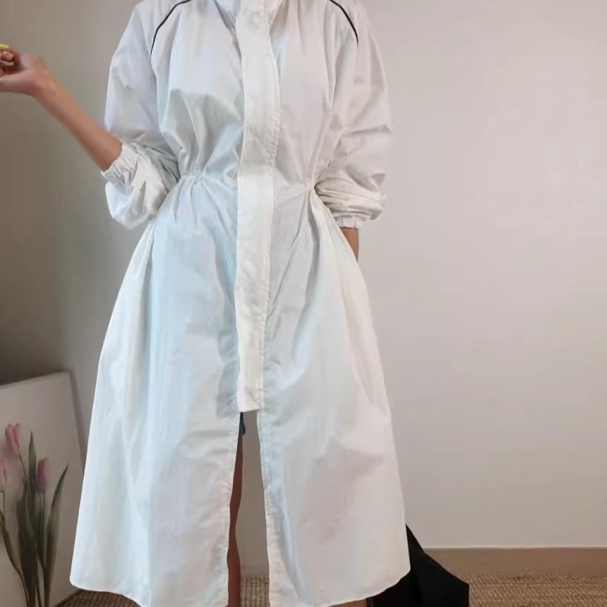 Lightweight Windbreaker Coat Drawstring Raglan Sleeves