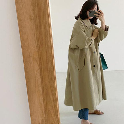 Long Swing Coat A Line Cut Dropped Shoulders Relaxed