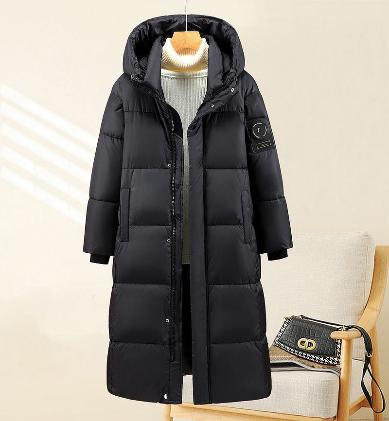 Extra Long Quilted Thermal Parka Hooded Ribbed Cuffs