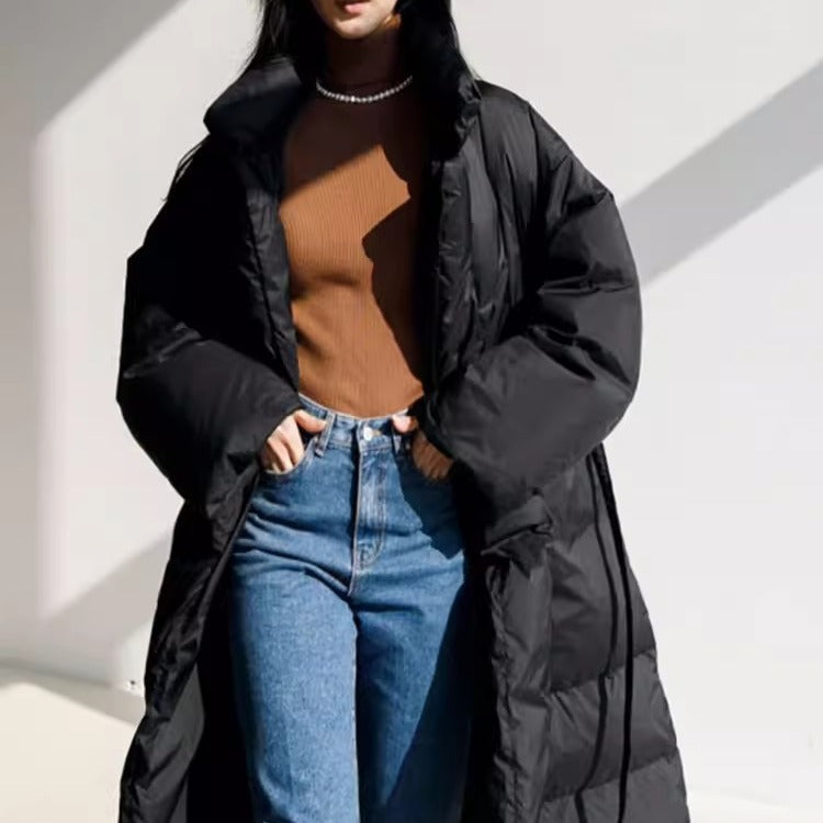 Longline Parka Wrap Belt Voluminous Sleeves Relaxed