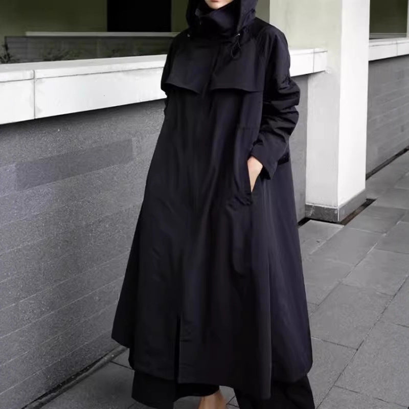 Water Repellent Oversized Rain Coat Hooded A Line Cut