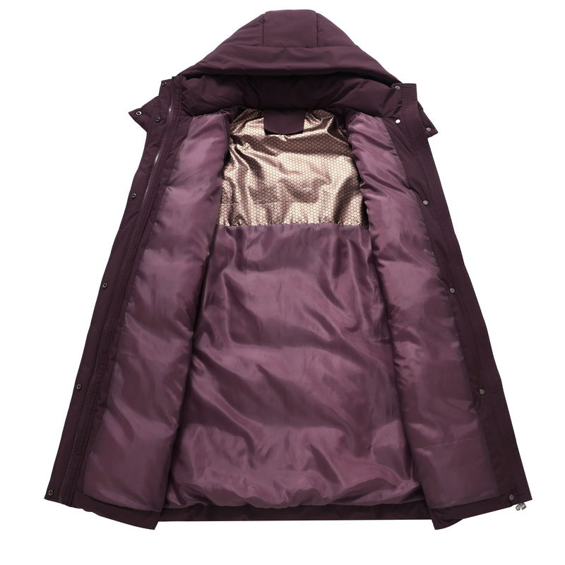 Long Padded Hooded Coat High Stand Collar Winter