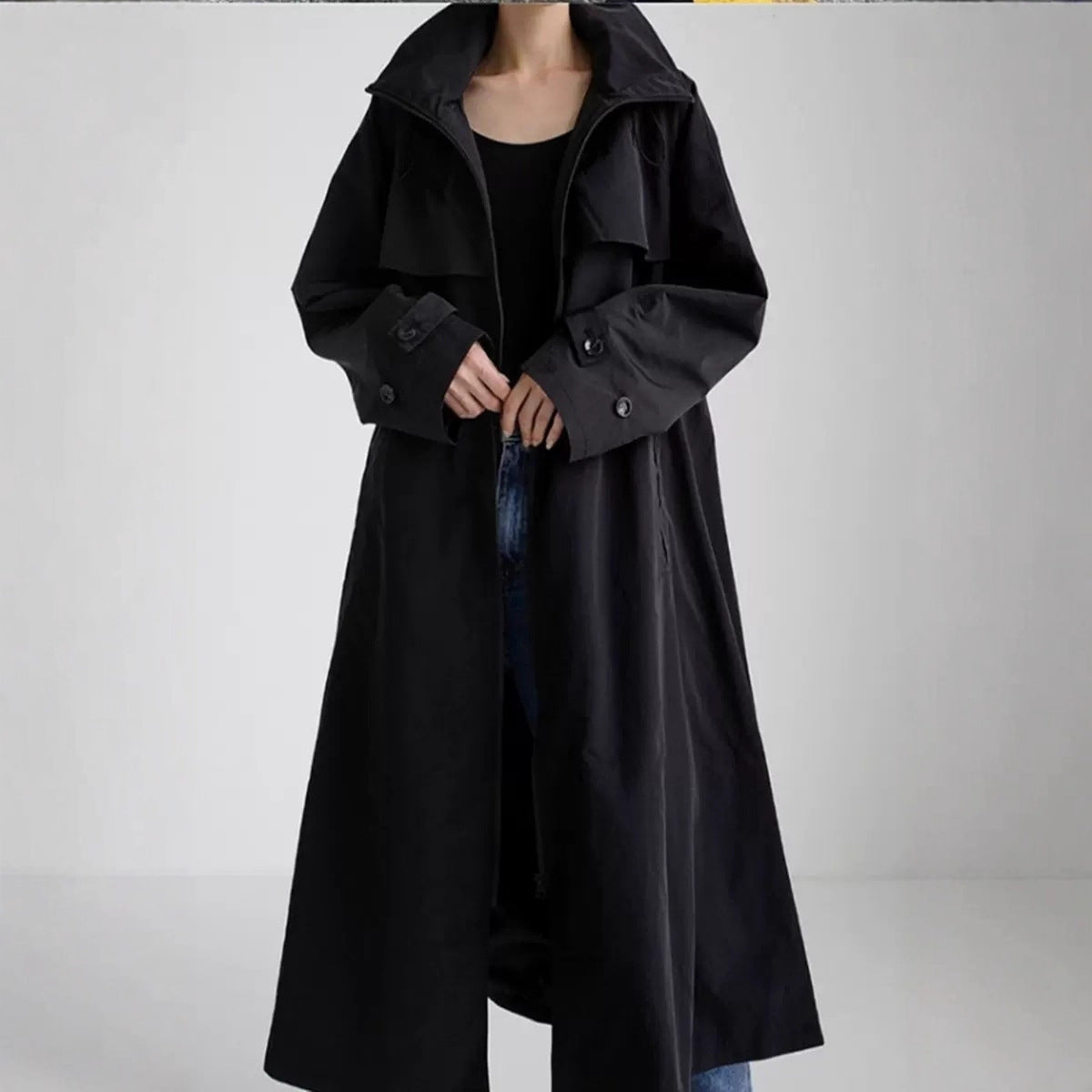 Oversized Maxi Coat Hooded Cape Yoke Relaxed Silhouette