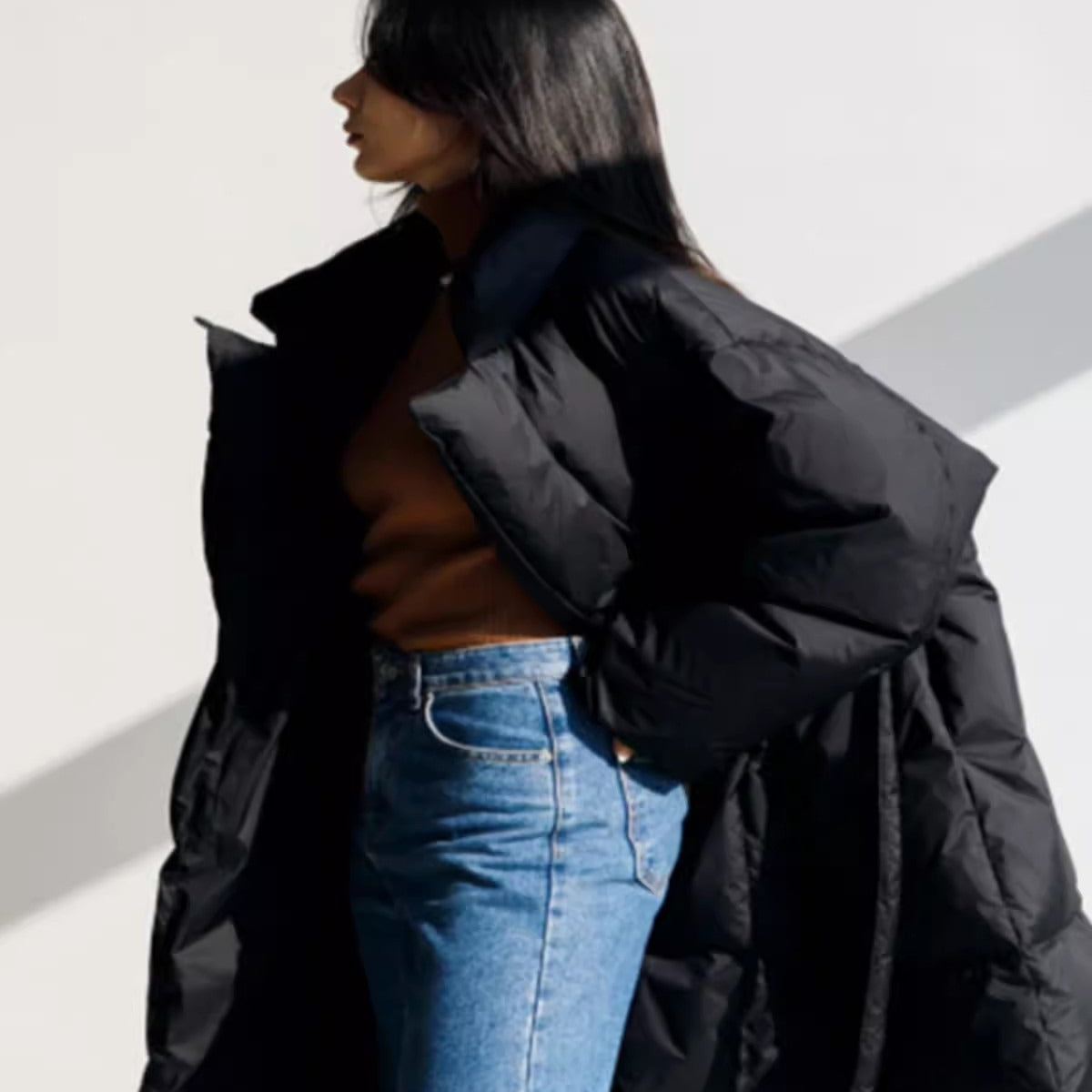 Longline Parka Wrap Belt Voluminous Sleeves Relaxed