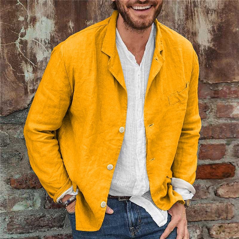 Light linen jacket for men with a casual fit and practical pockets