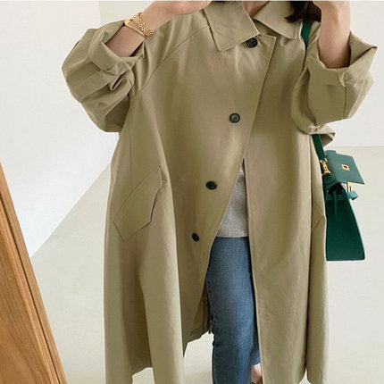 Long Swing Coat A Line Cut Dropped Shoulders Relaxed