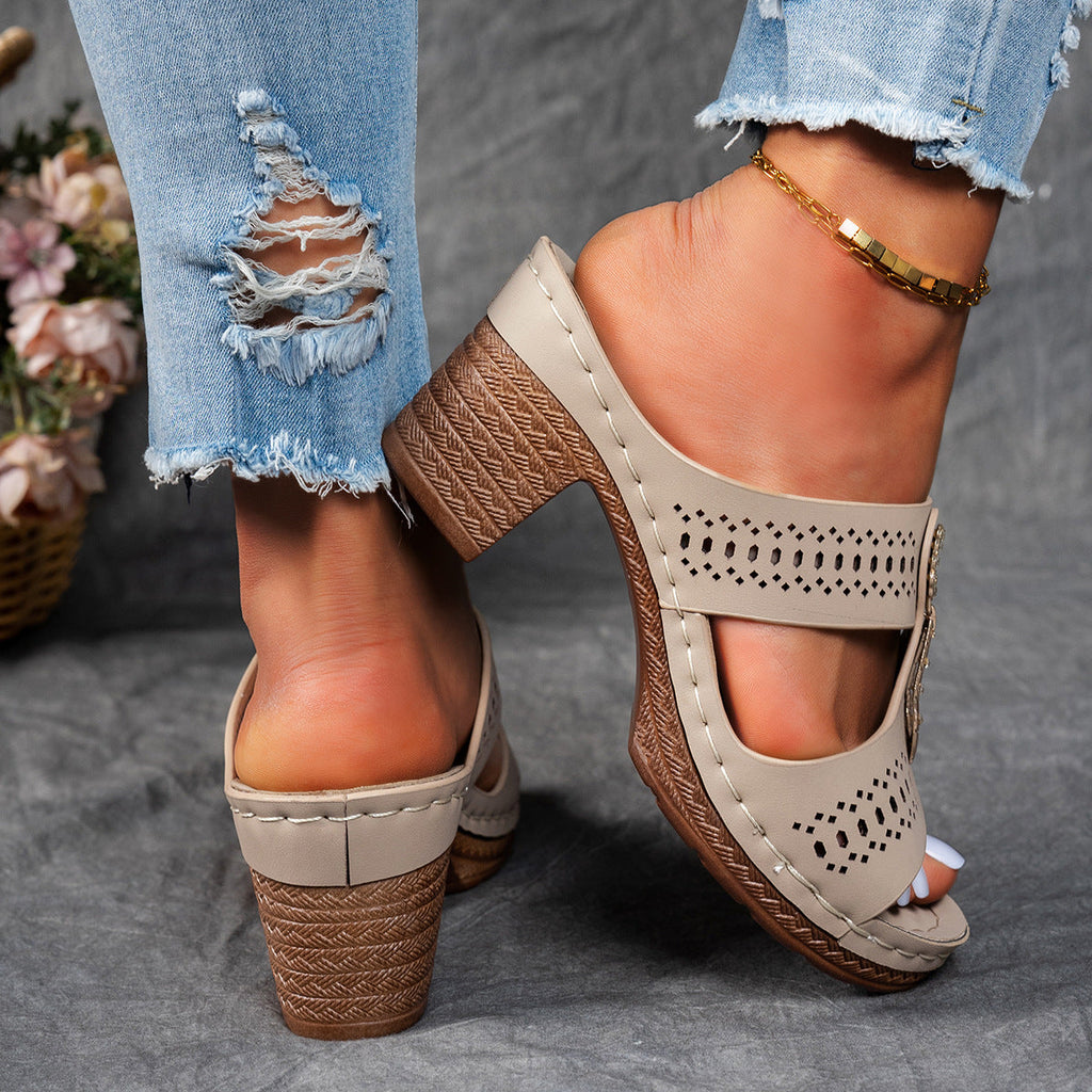Orthopedic Rhinestone Flat Sandals
