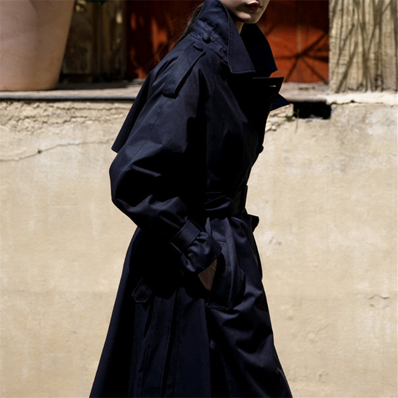 Oversized Trench Coat Storm Flap Detachable Tie Belt