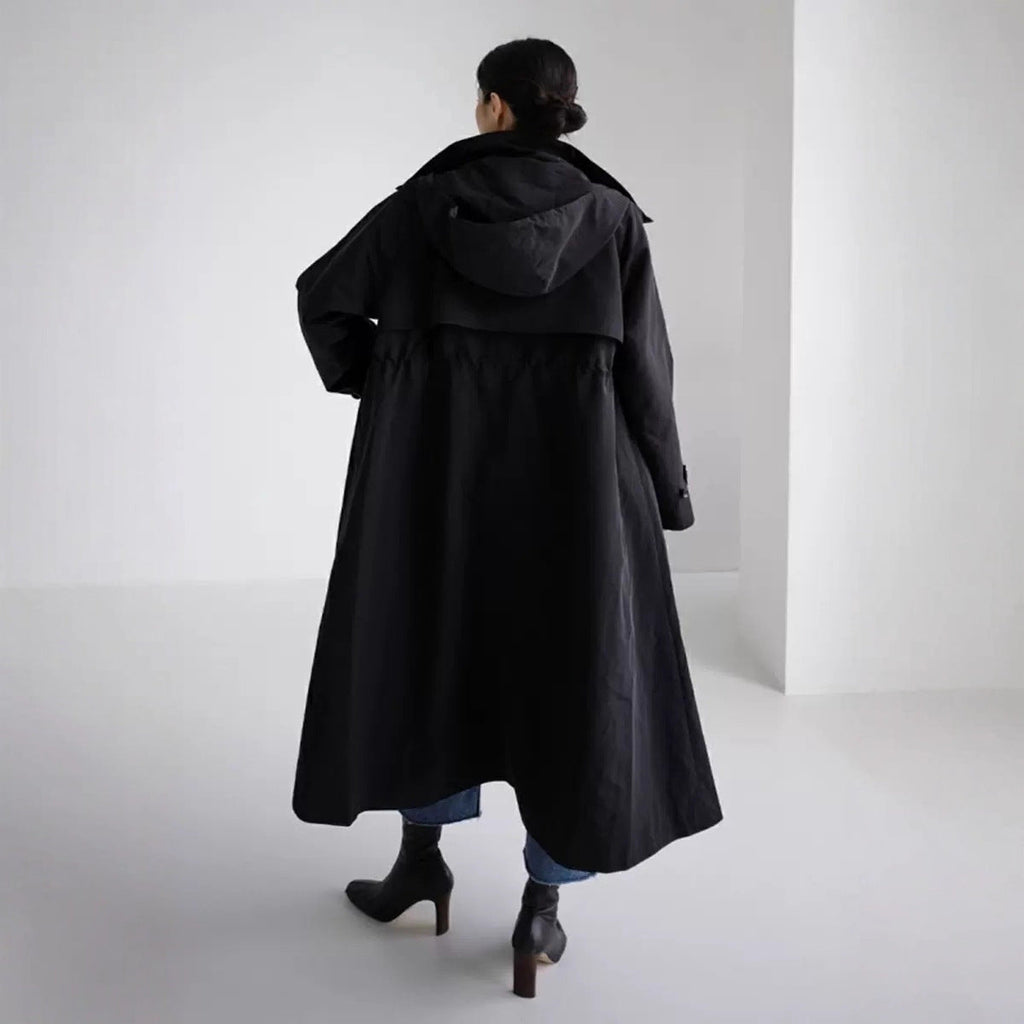 Oversized Maxi Coat Hooded Cape Yoke Relaxed Silhouette