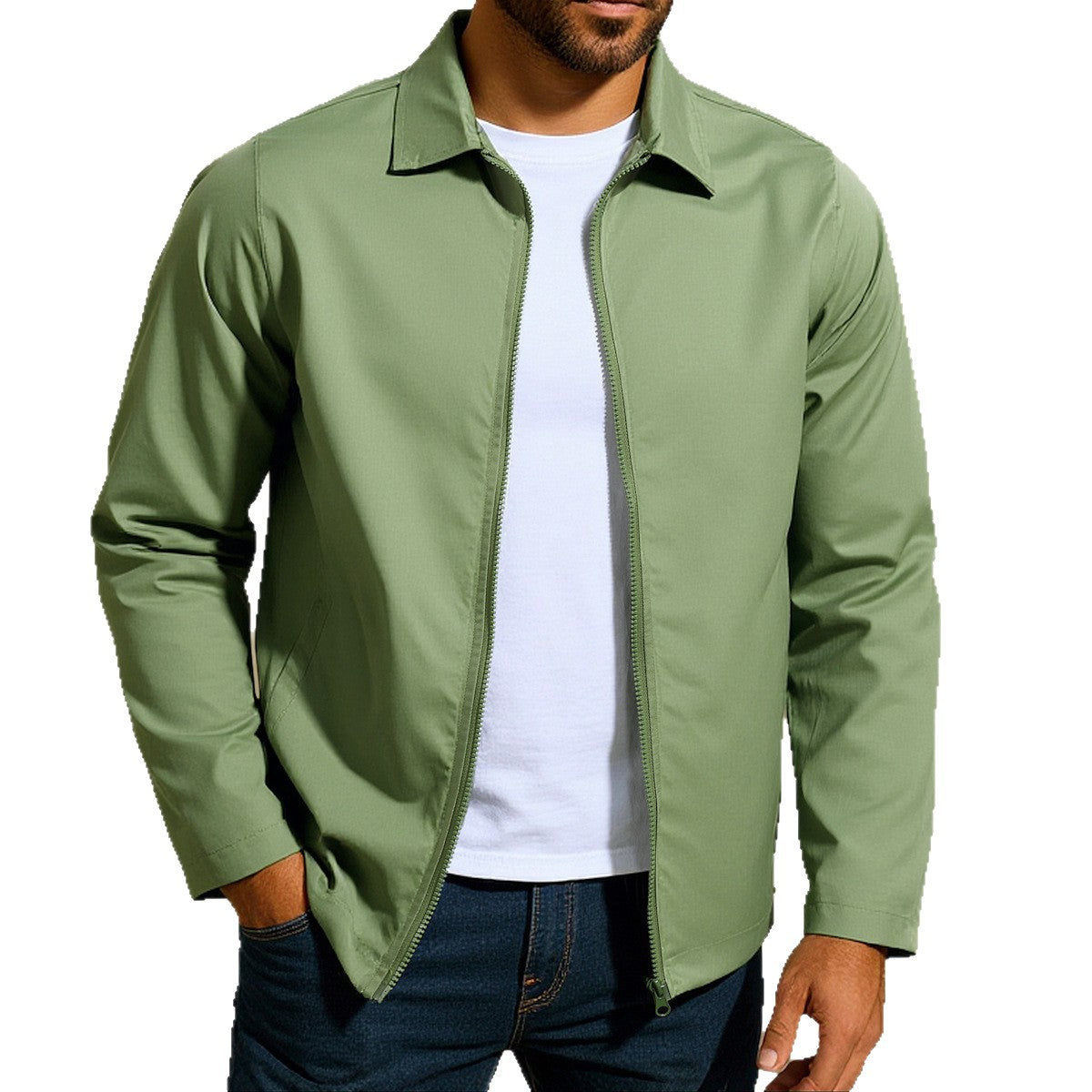 Casual men's jacket with innovative wind protection technology