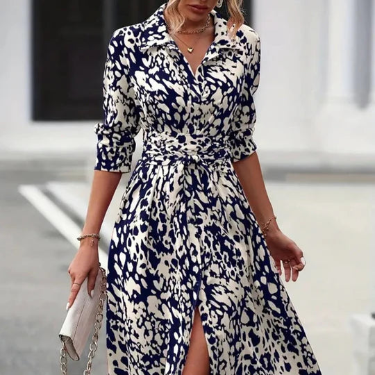 A Line Midi Dress Tie Waist Summer