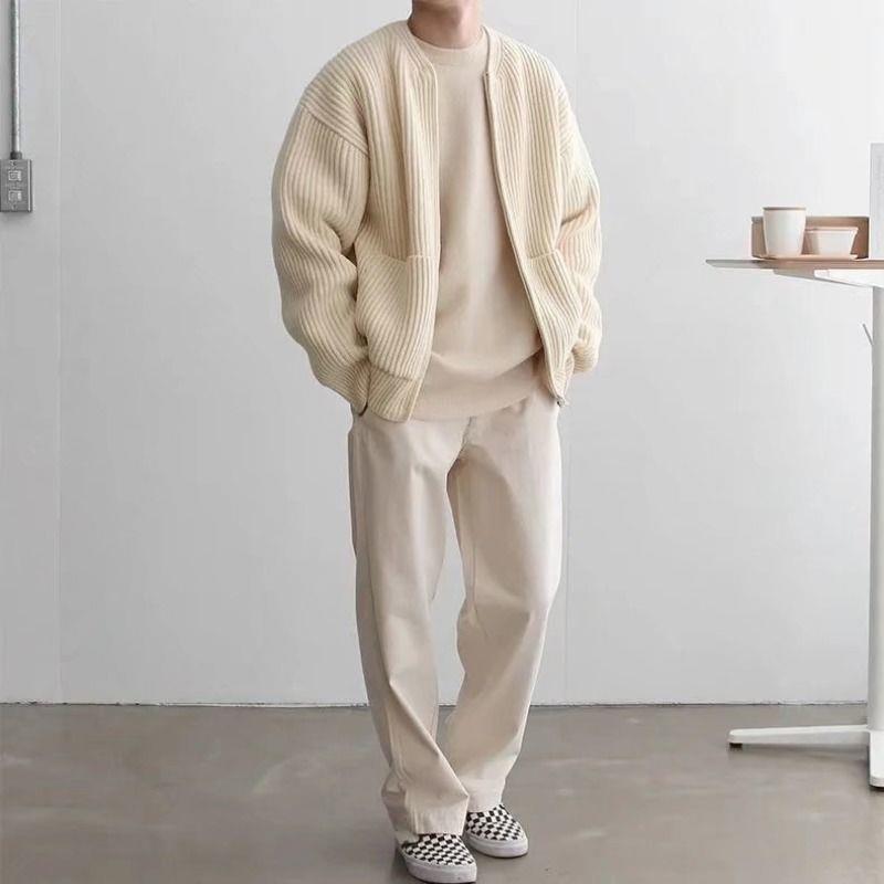 Men's Cardigan Knitted Texture Autumn Winter Layering