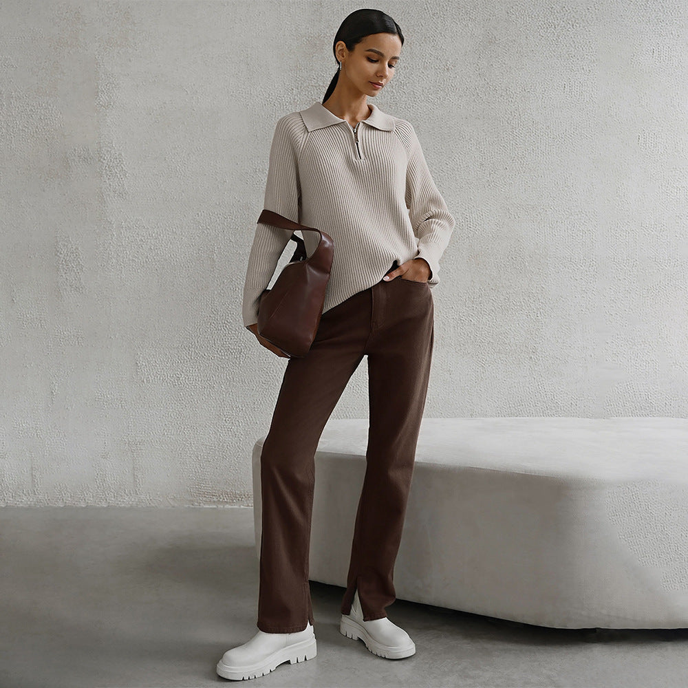 Soft Knit Jumper Round Neck Relaxed Fit Long Sleeve