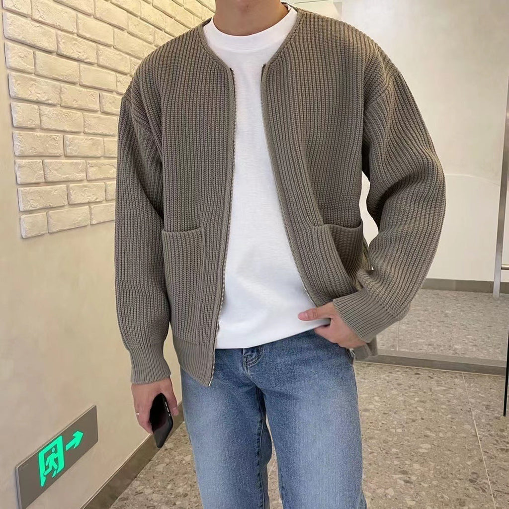 Men's Cardigan Knitted Texture Autumn Winter Layering