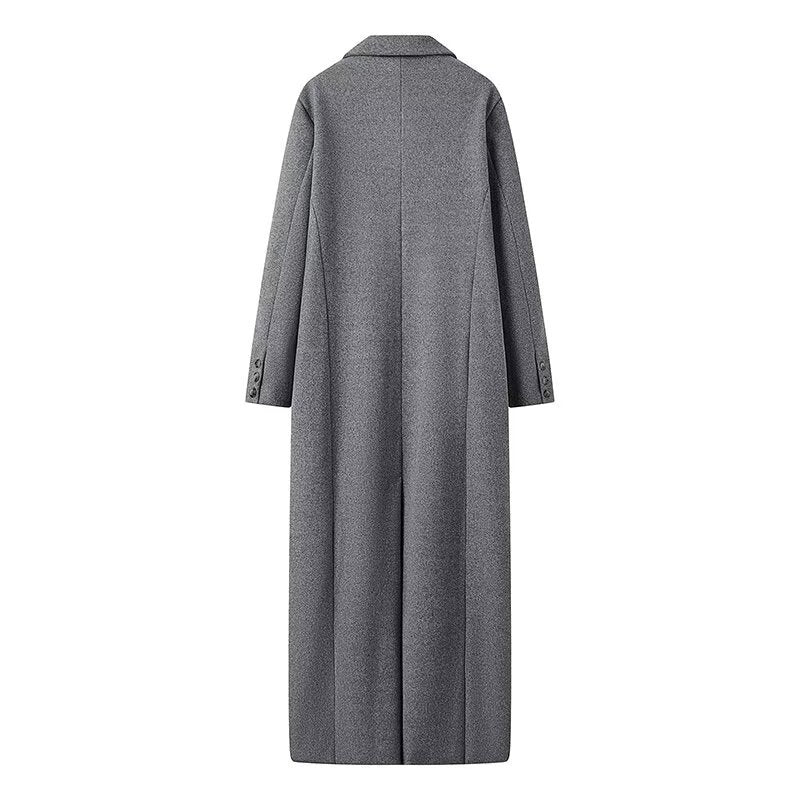 Oversized Maxi Coat Long Sleeve Pockets Relaxed Silhouette