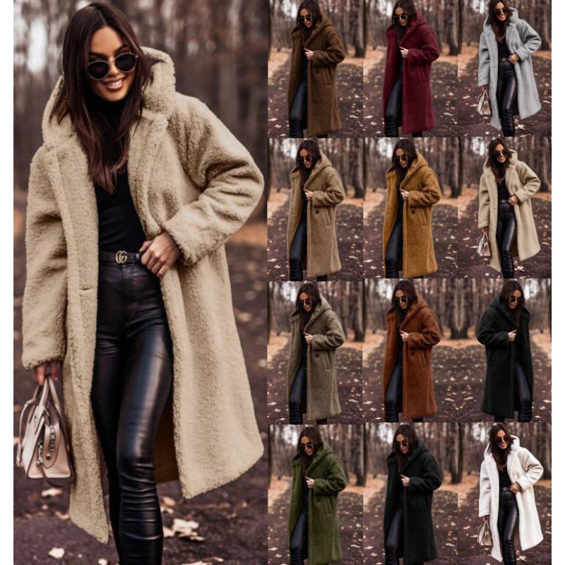 Teddy Coat Hooded Large Buttons Soft Plush Winter