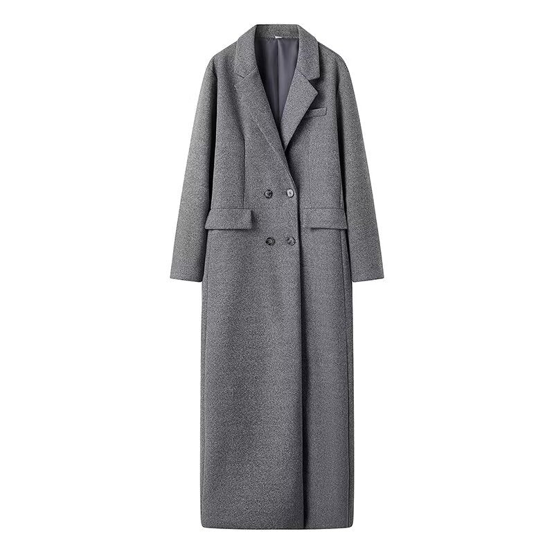 Oversized Maxi Coat Long Sleeve Pockets Relaxed Silhouette