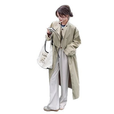 Oversized Trench Coat Cape Back Drawstring Waist