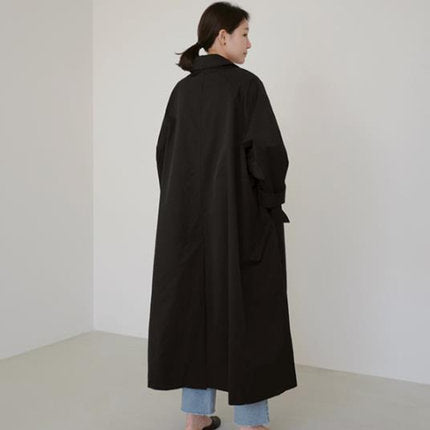 Long Swing Coat A Line Cut Dropped Shoulders Relaxed