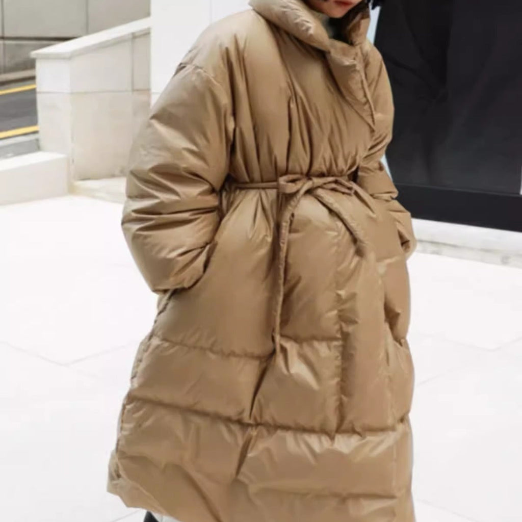 Longline Parka Wrap Belt Voluminous Sleeves Relaxed