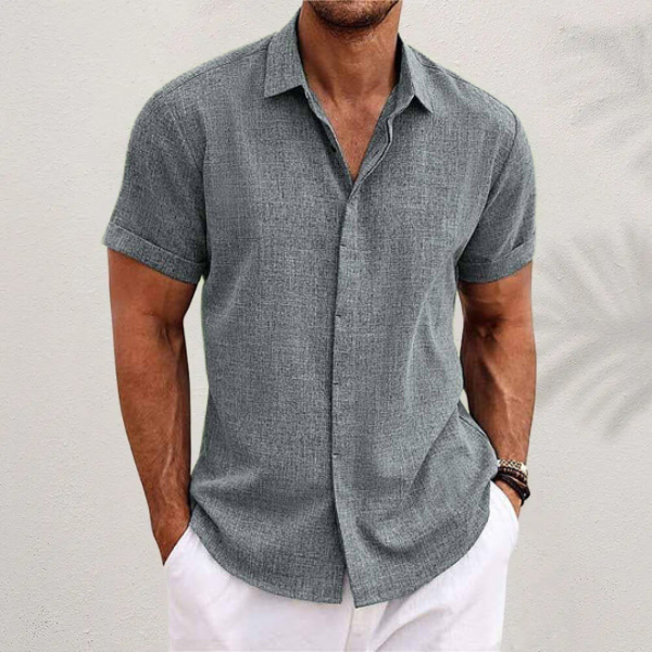 Men's Linen Shirt With Short Sleeves And Airy Fit