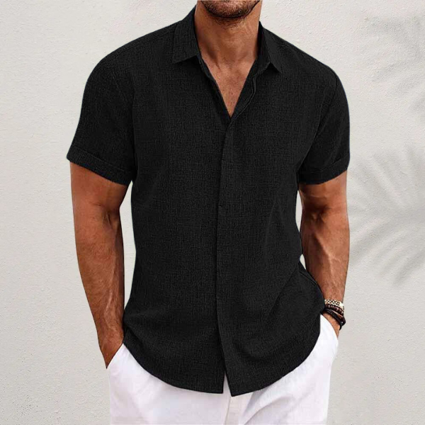 Men's Linen Shirt With Short Sleeves And Airy Fit