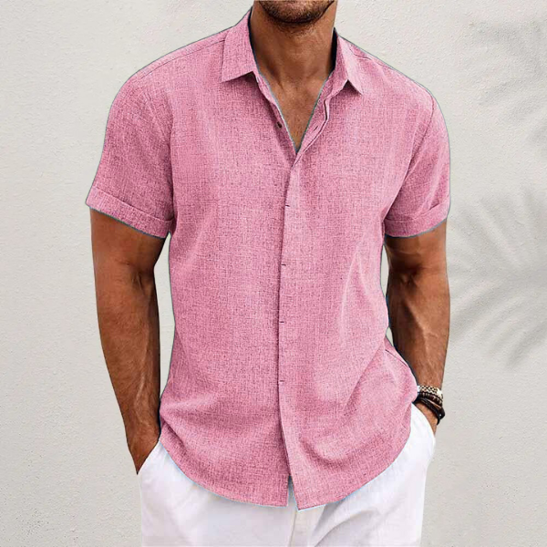 Men's Linen Shirt With Short Sleeves And Airy Fit