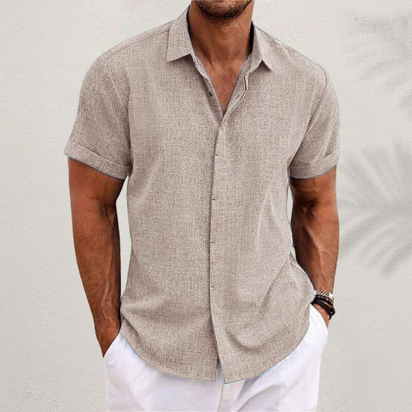 Men's Linen Shirt With Short Sleeves And Airy Fit