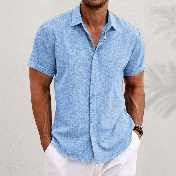 Men's Linen Shirt With Short Sleeves And Airy Fit