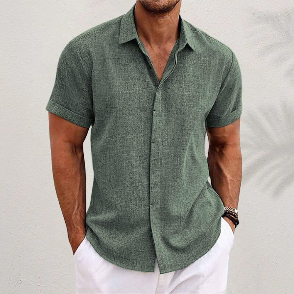 Men's Linen Shirt With Short Sleeves And Airy Fit