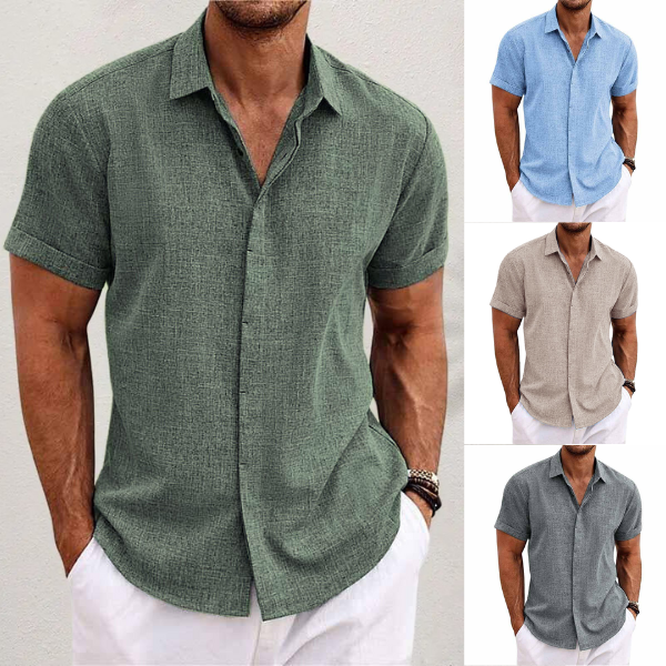 Men's Linen Shirt With Short Sleeves And Airy Fit