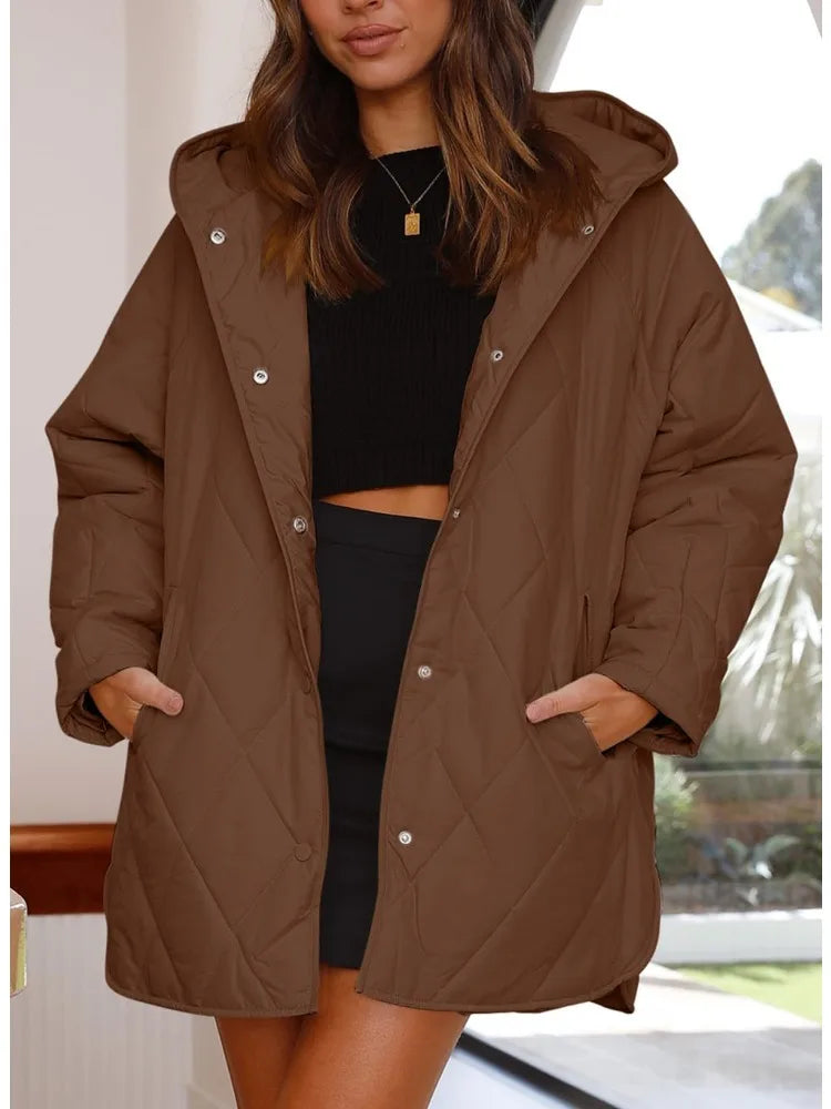 Oversized Winter Coat Hooded Relaxed Silhouette Insulated