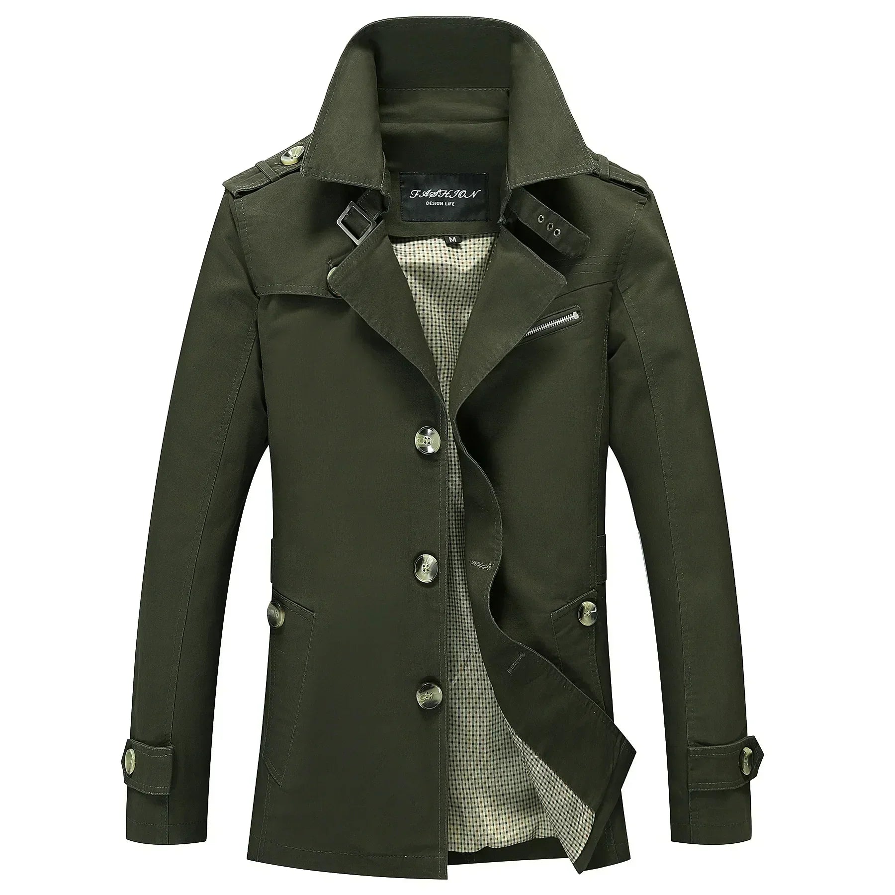 Men's Long Trench Coat Formal Classic Autumn Outerwear