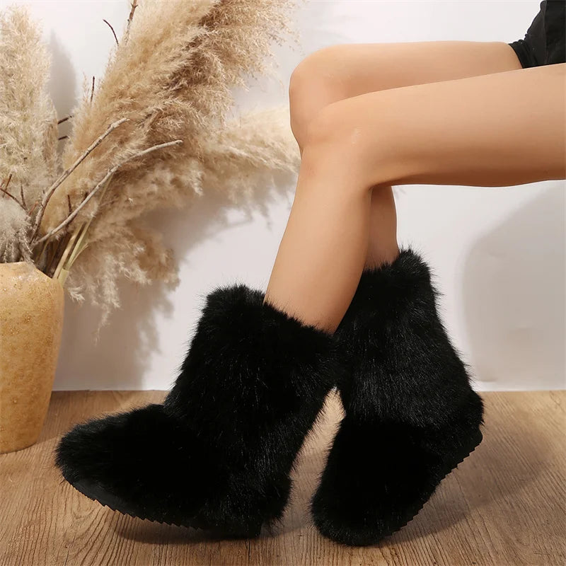 Winter Boots Fleece Lined Ankle Warm Plush Anti Slip Women's