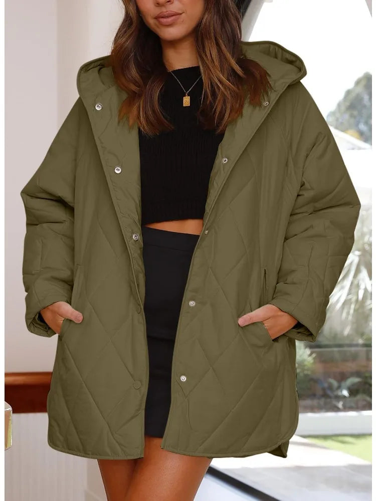 Oversized Winter Coat Hooded Relaxed Silhouette Insulated