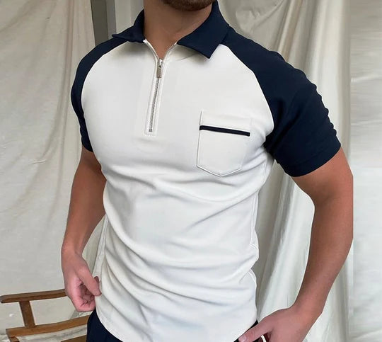 Men's Slim Fit Quarter Zip Polo Shirt