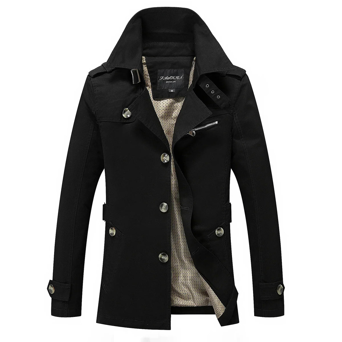 Men's Long Trench Coat Formal Classic Autumn Outerwear