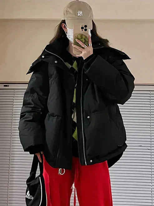 Women's Winter Jacket Hooded Padded Pockets Warm Look
