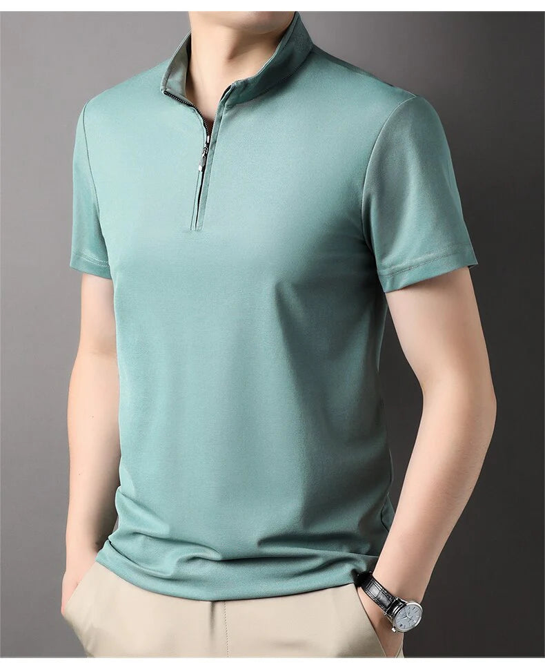Men's Silk Quarter Zip Shirt