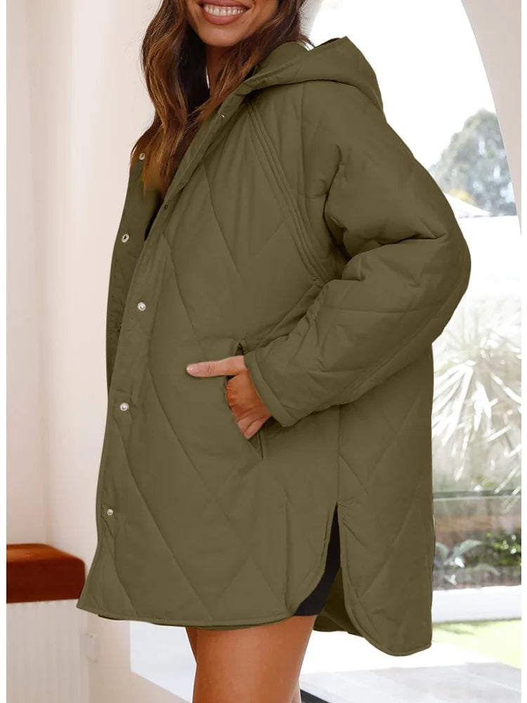 Oversized Winter Coat Hooded Relaxed Silhouette Insulated