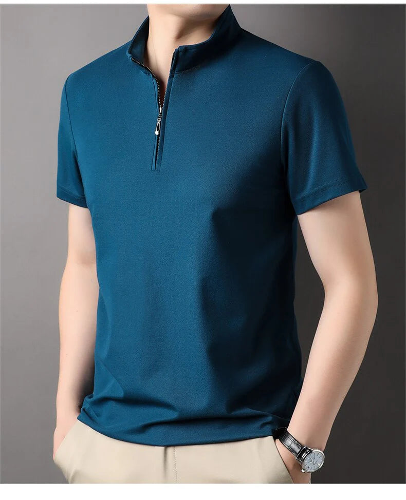 Men's Silk Quarter Zip Shirt