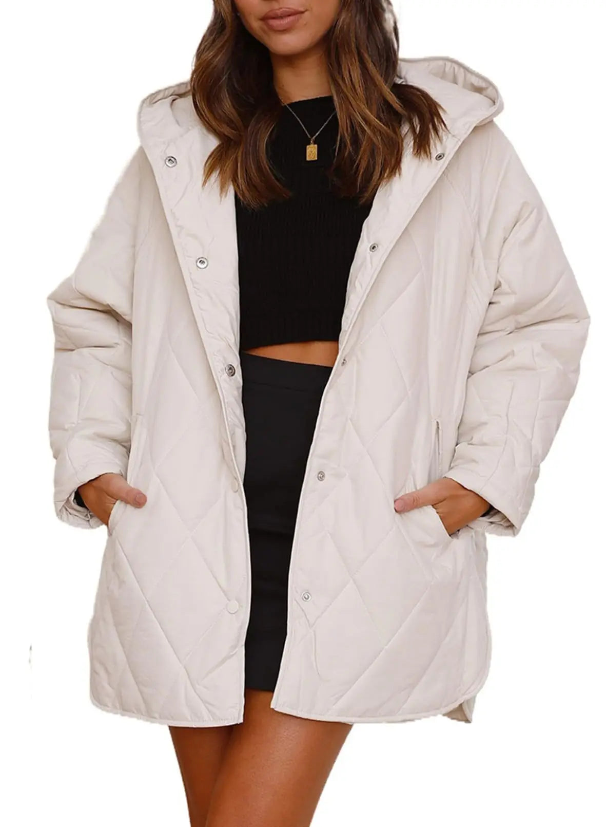 Oversized Winter Coat Hooded Relaxed Silhouette Insulated