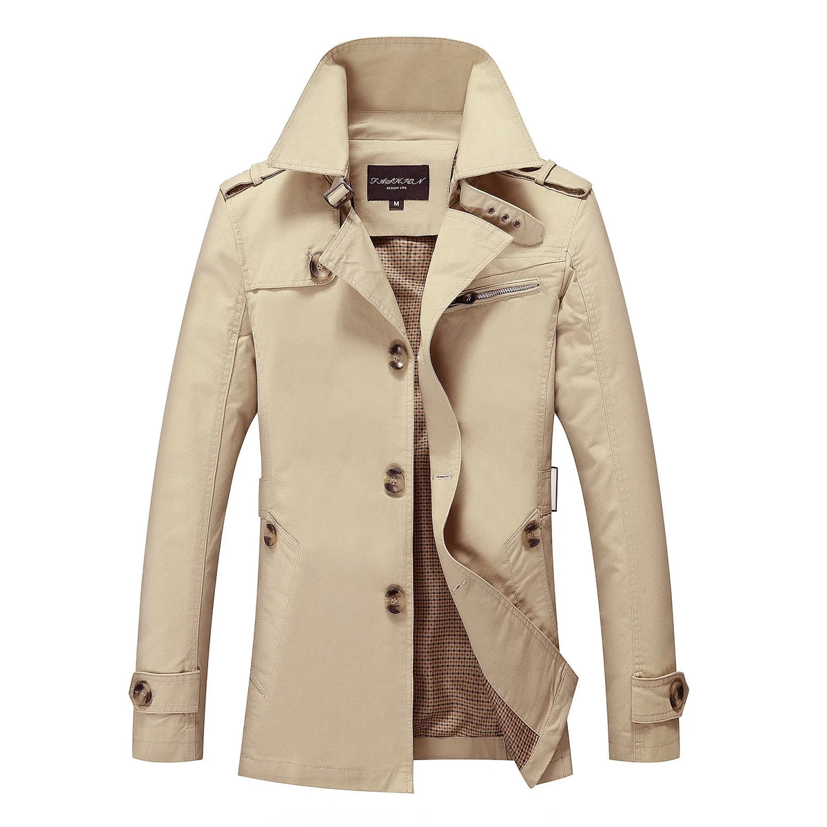 Men's Long Trench Coat Formal Classic Autumn Outerwear