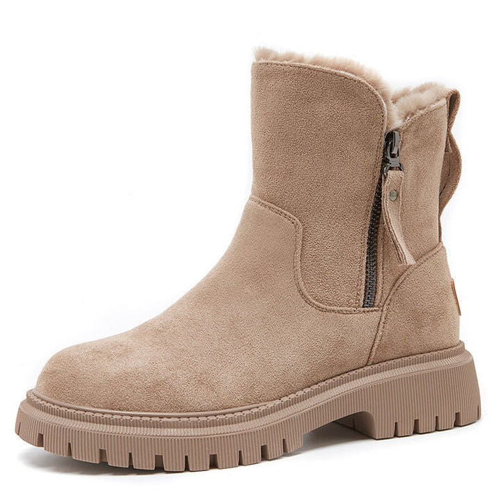 Suede Boots Block Heel Round Toe Knee High Women's
