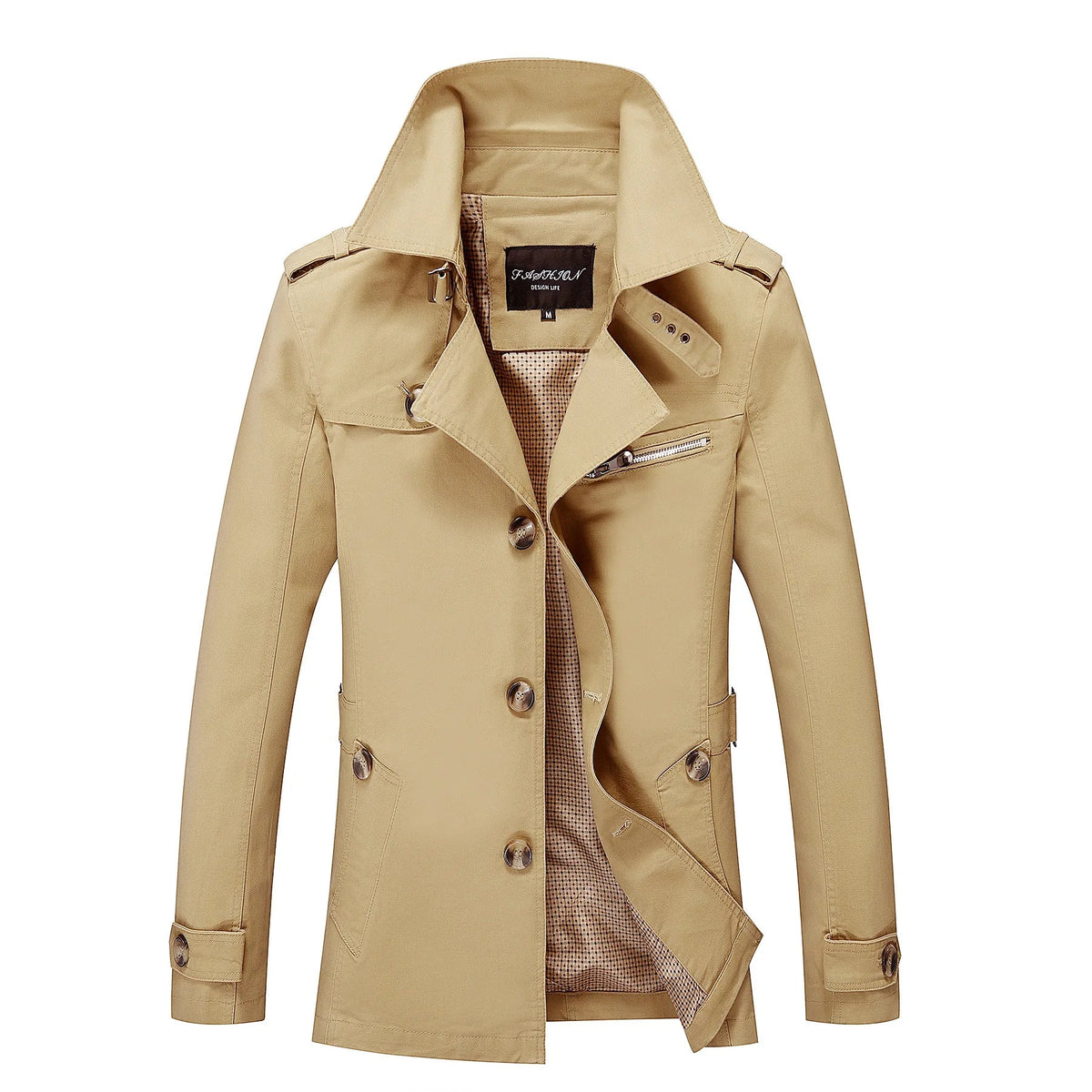 Men's Long Trench Coat Formal Classic Autumn Outerwear