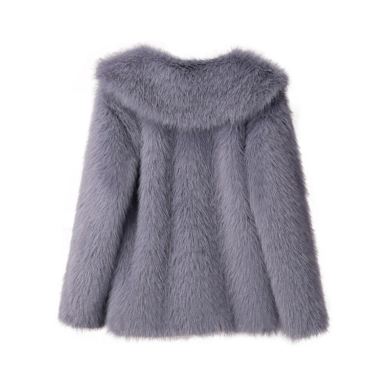 Faux Fur Winter Coat Plush Soft Warm Look Cosy
