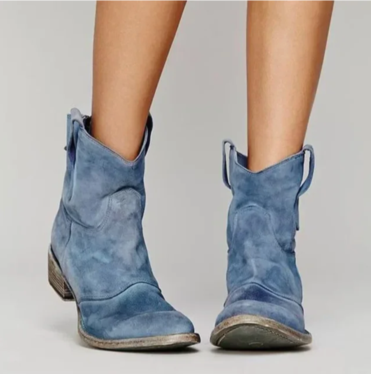 Western Boots Suede Decorative Stitching Elegant Cowgirl